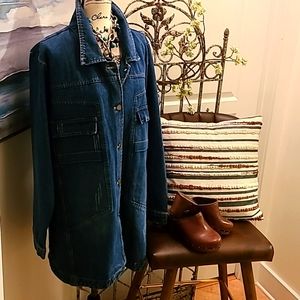 TAMING OVERSIZED MID LONG DENIM JACKET sz XXL